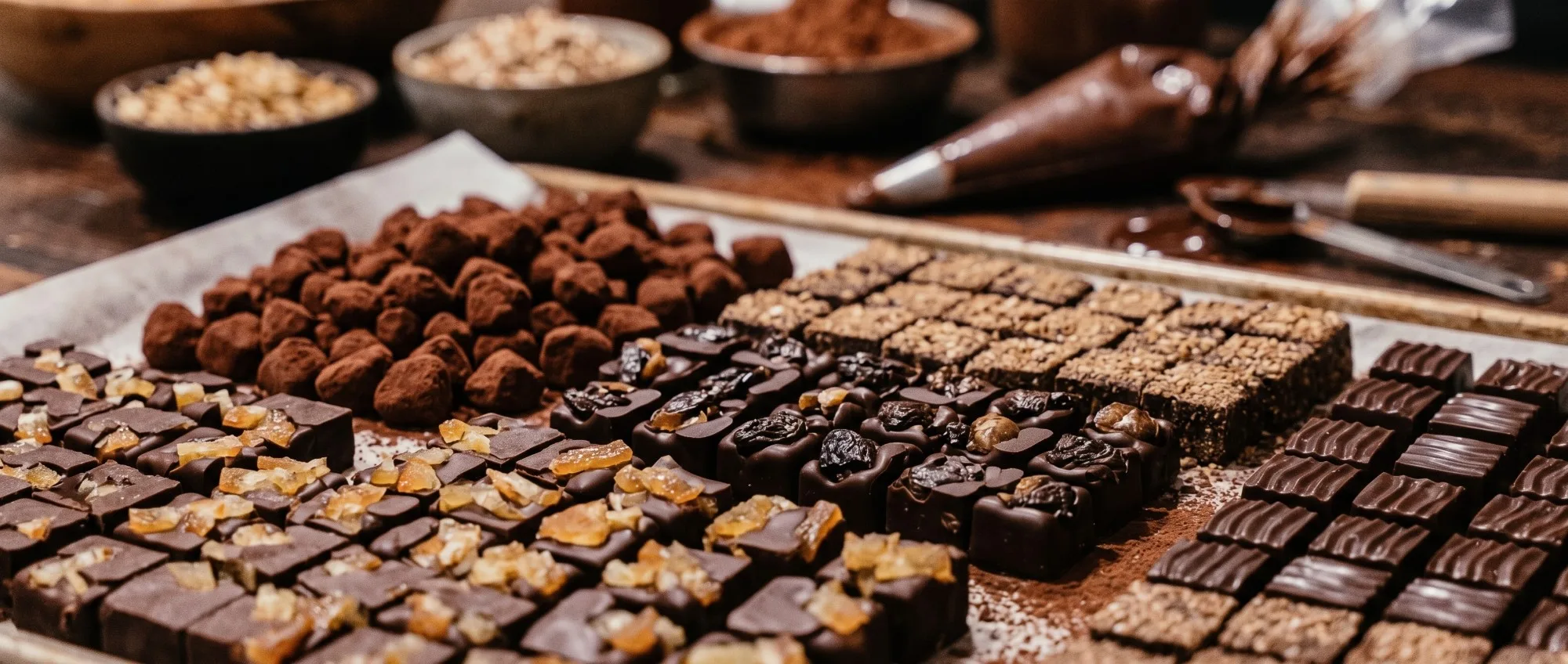 Praline sul banco di marmo